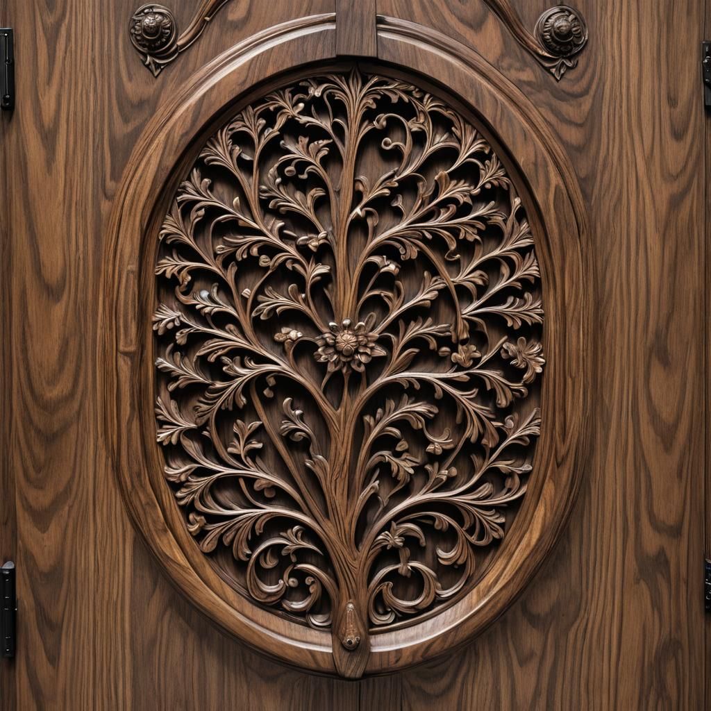 Intricate Walnut Door in Glass Jar