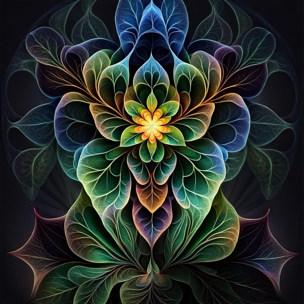 Psychedelic Mandala of Backlit Translucent Leaves