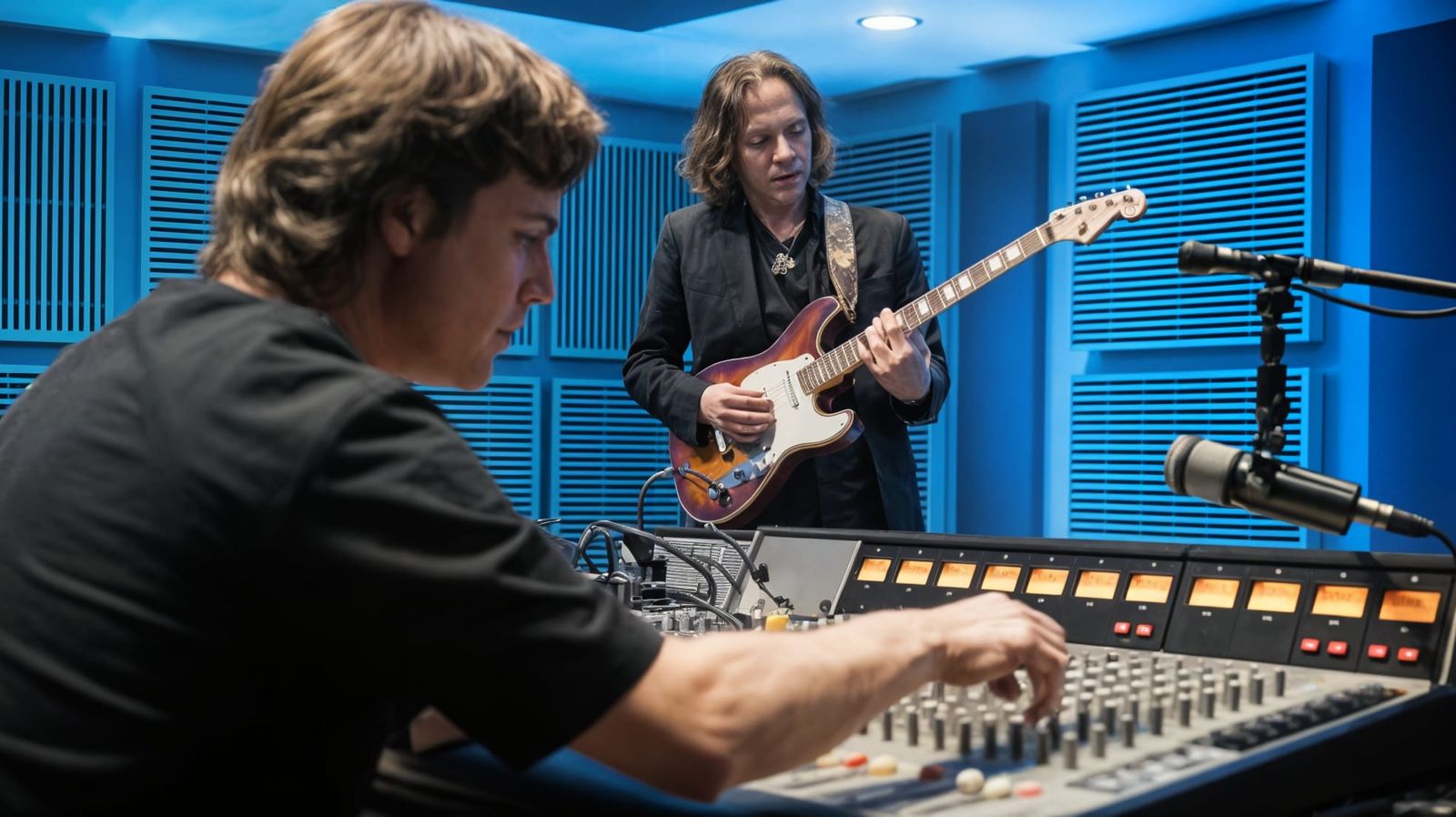 Blues Guitarist Robben Ford in Recording Studio