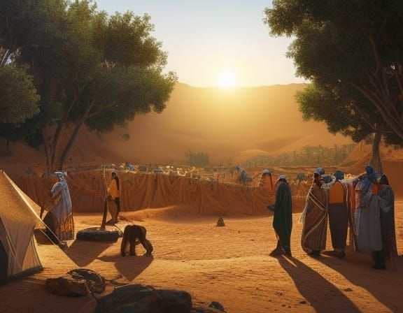 Desert Camp: A Vector Art Biblical Illustration