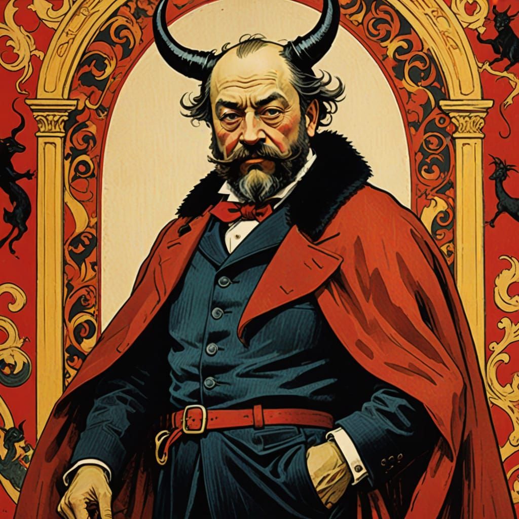 Mikhail Bakunin as the Devil in Post-Impressionist Style