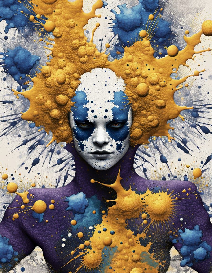 Abstract Pareidolia Portrait with Textured Stipple Paint