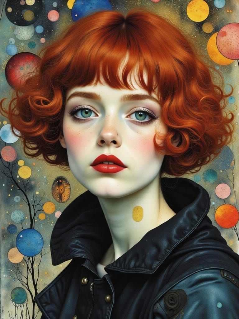 Gothic Woman in Watercolor Alcohol Ink Style