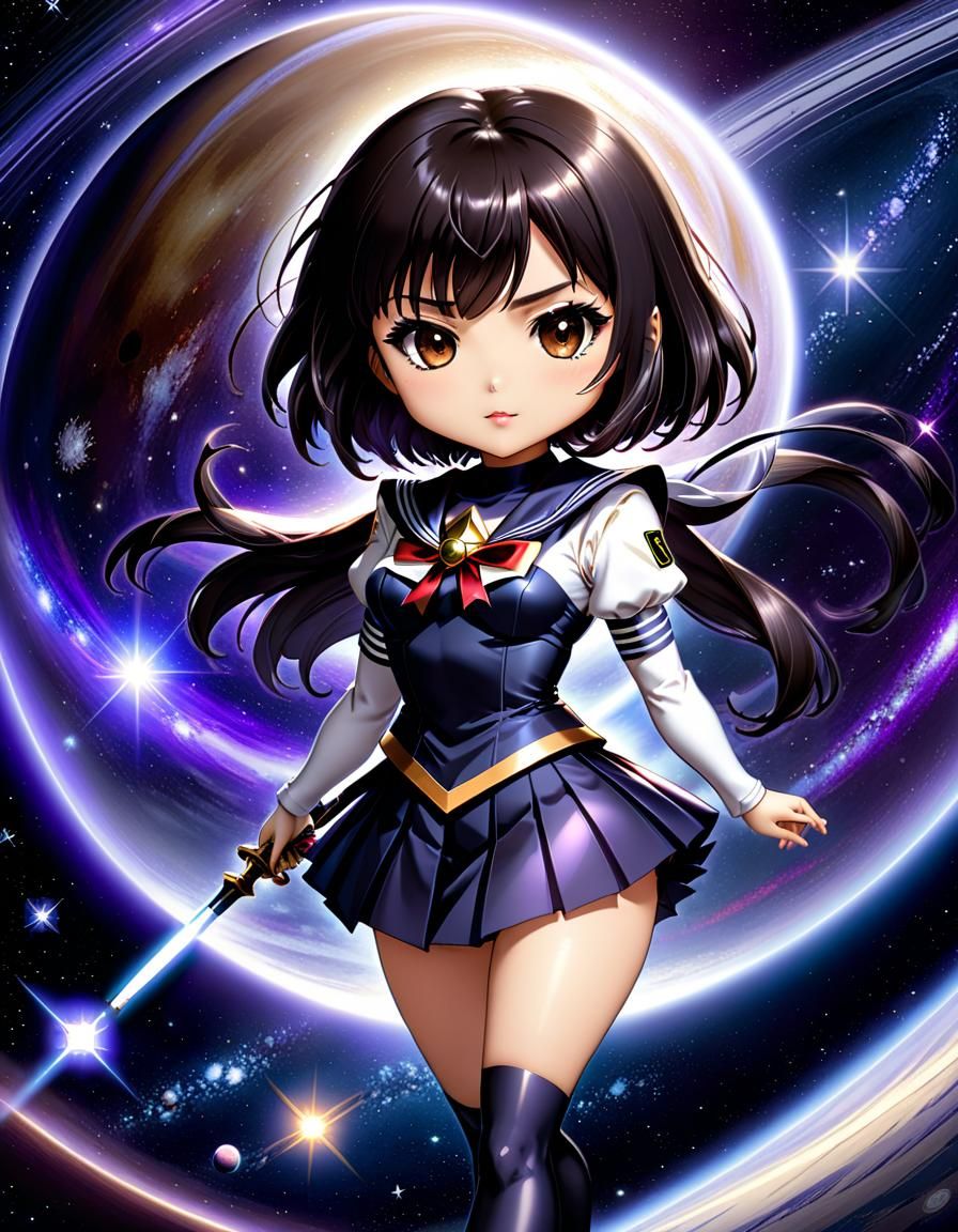 Chibi Indonesian Sailor Saturn in Deep Space