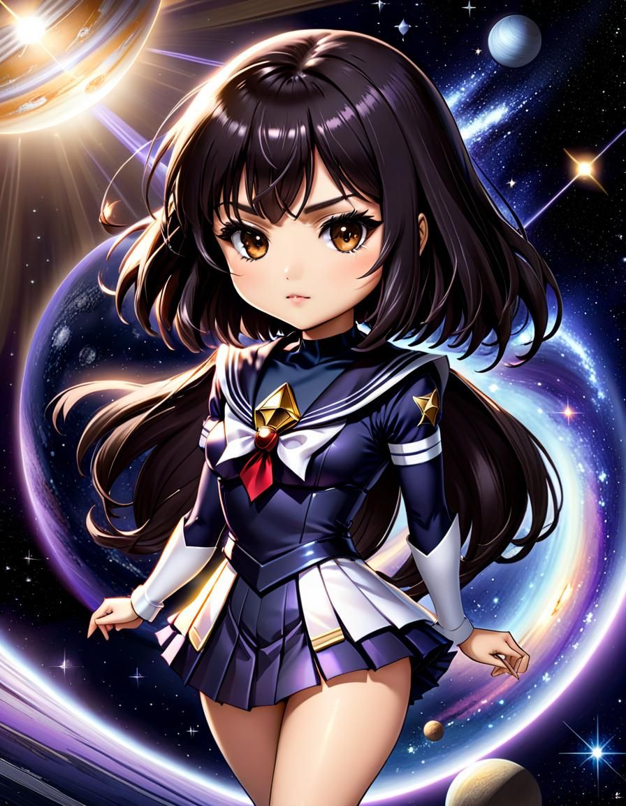 Chibi Indonesian Sailor Saturn in Deep Space