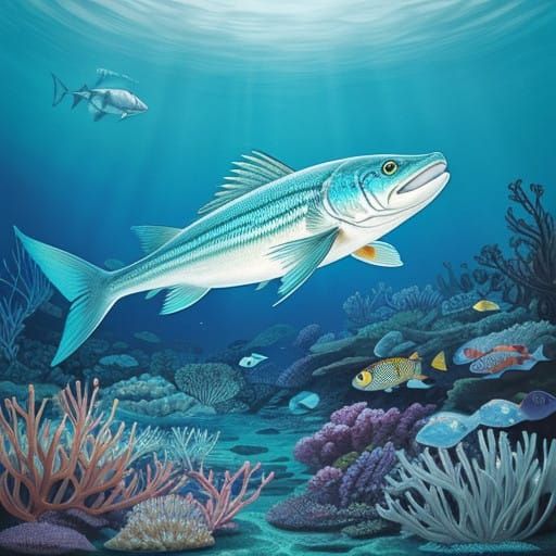 Majestic Hound Needlefish in Tropical Oceanic Paradise