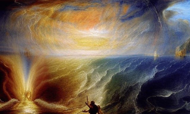 Moses Divides the Red Sea: A Classical Painting