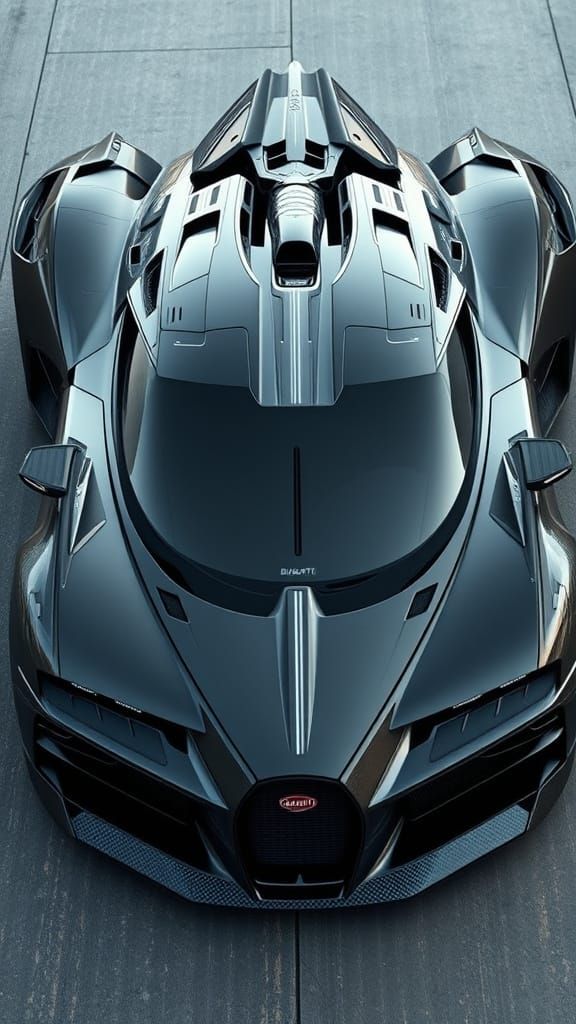 Futuristic War Predator: Bugatti Chiron and Stealth Jet