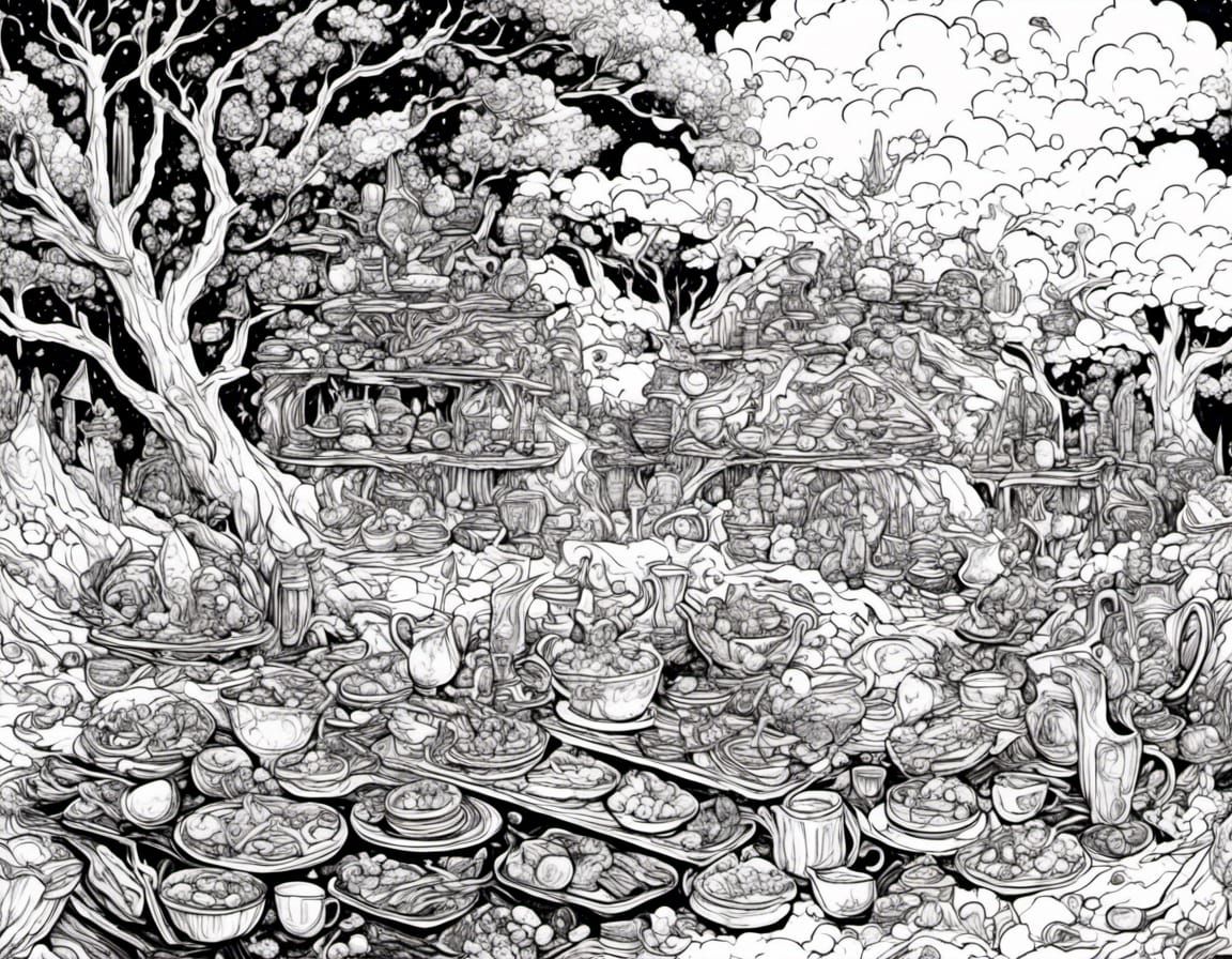 Psychedelic Vikings Feasting in Asgard