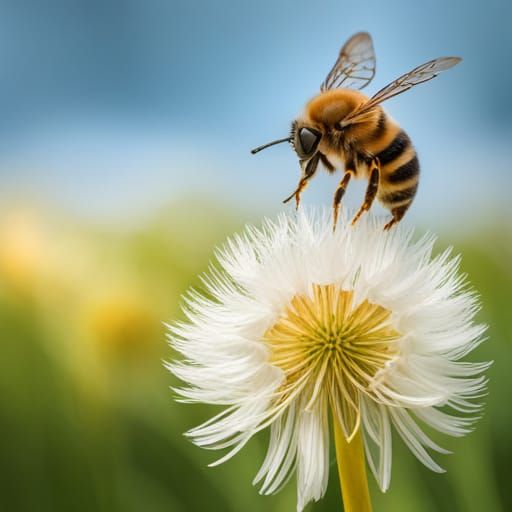 Bees and Dandelions in Natural Harmony