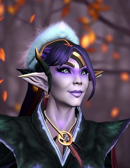 Night Elf Stroll Through Autumn Landscape