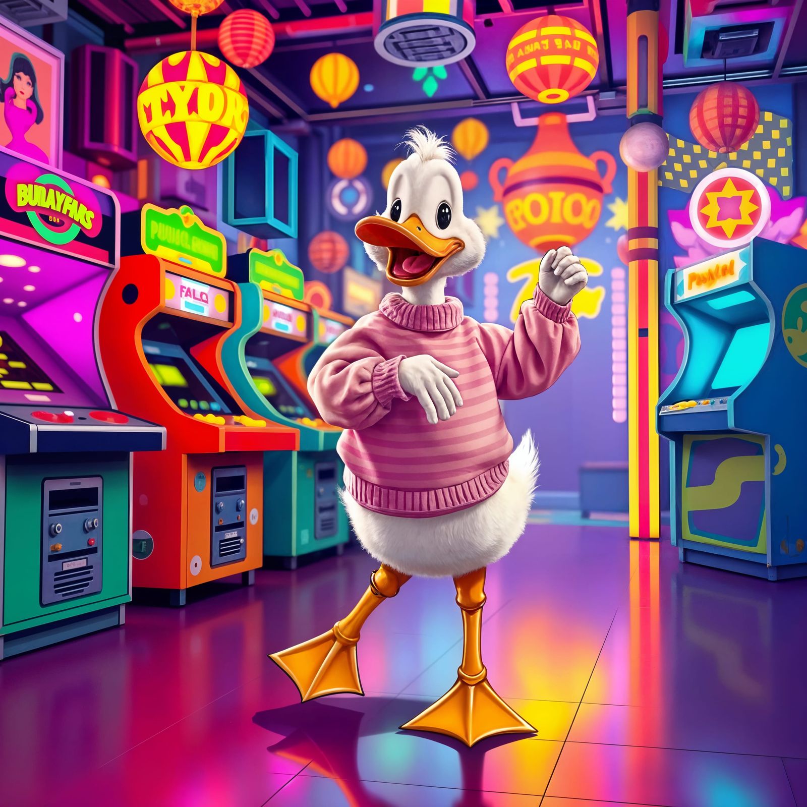 Duckling Dancing to Italian Song in 1980s Style