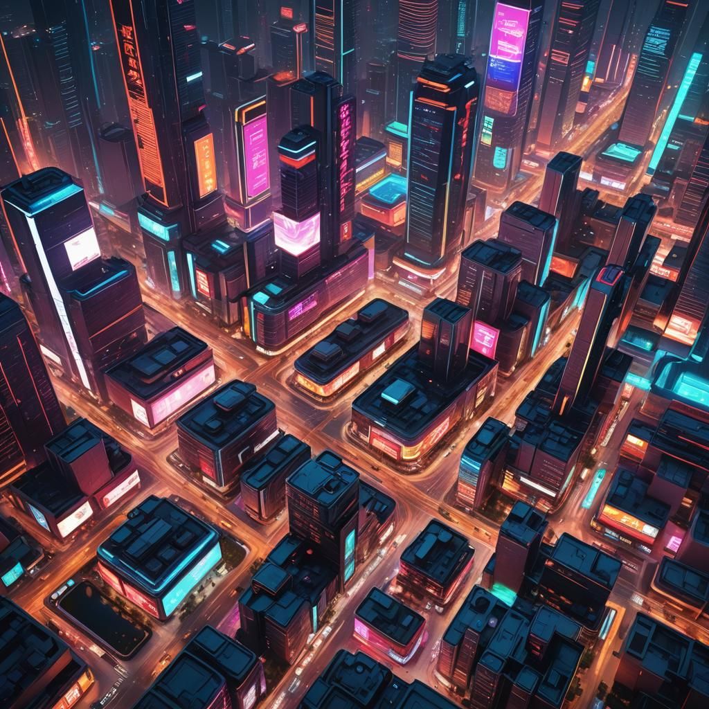 Futuristic Sci-Fi Cityscape with Flying Cars