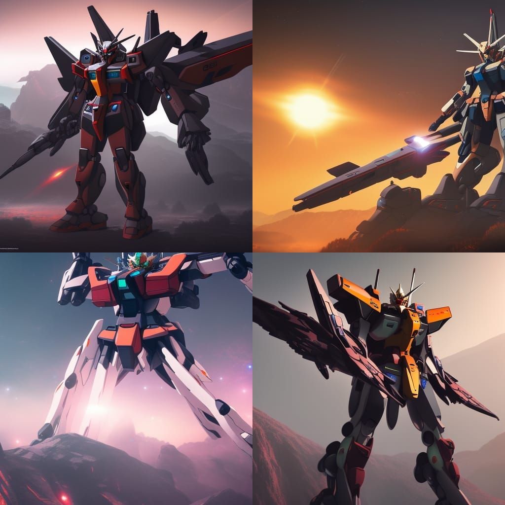 Sci-Fi Female Gundam Mech in Detailed Matte Painting