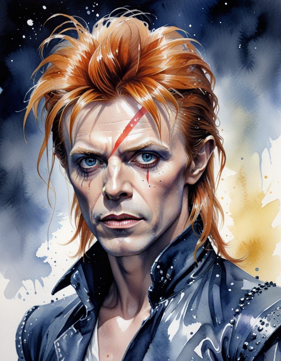 David Bowie as Jareth, in Watercolour Style