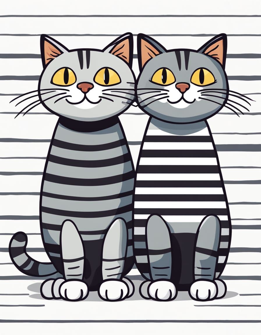 Two Playful Tabby Cat Brothers Expressing Happiness