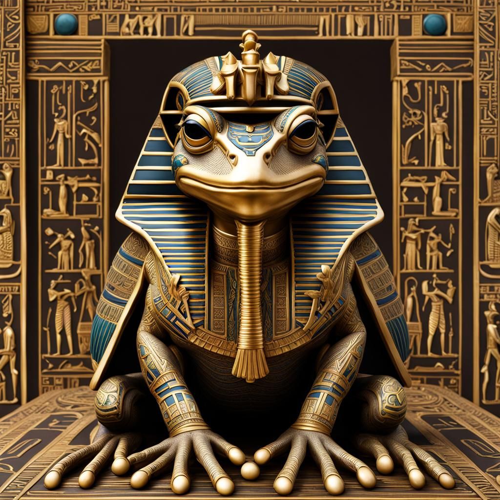 Egyptian Frog Pharaoh: Intricate Detailed Depiction