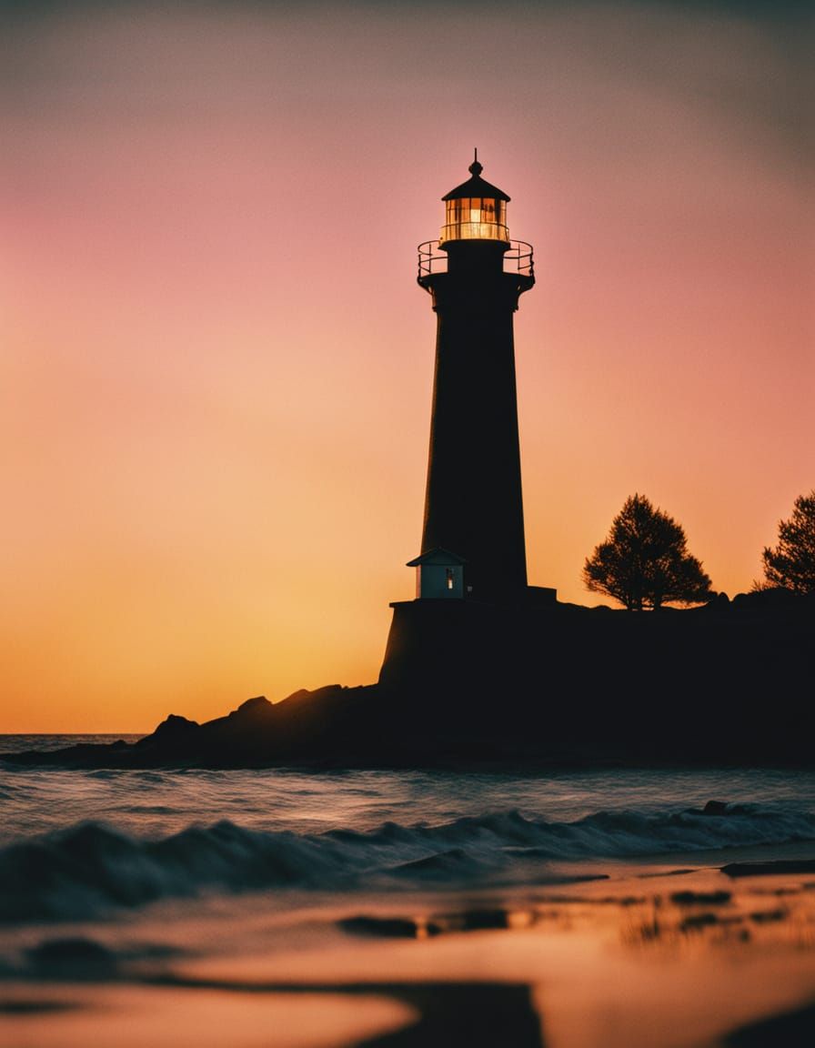 Lighthouse Sunset in Lomography Style