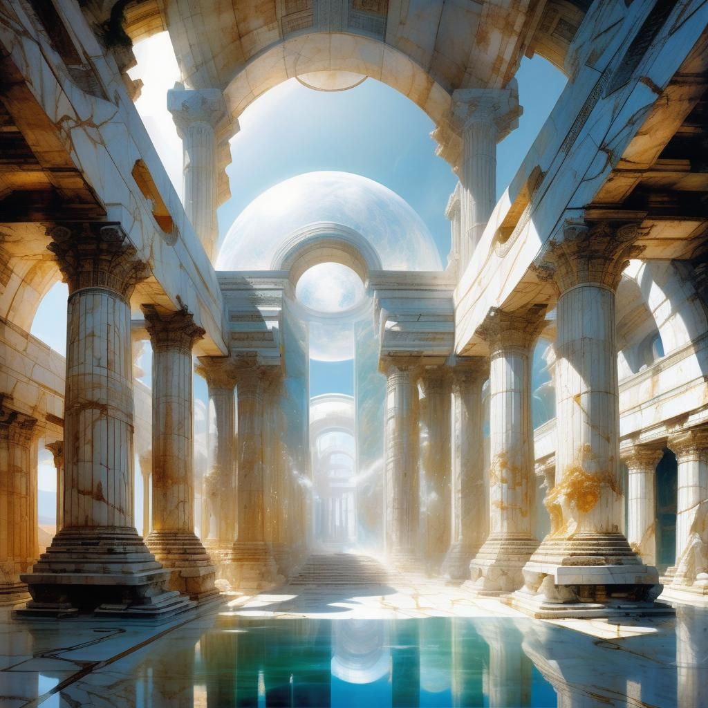 Futuristic Temple of Aphrodite in Ancient Greek Style