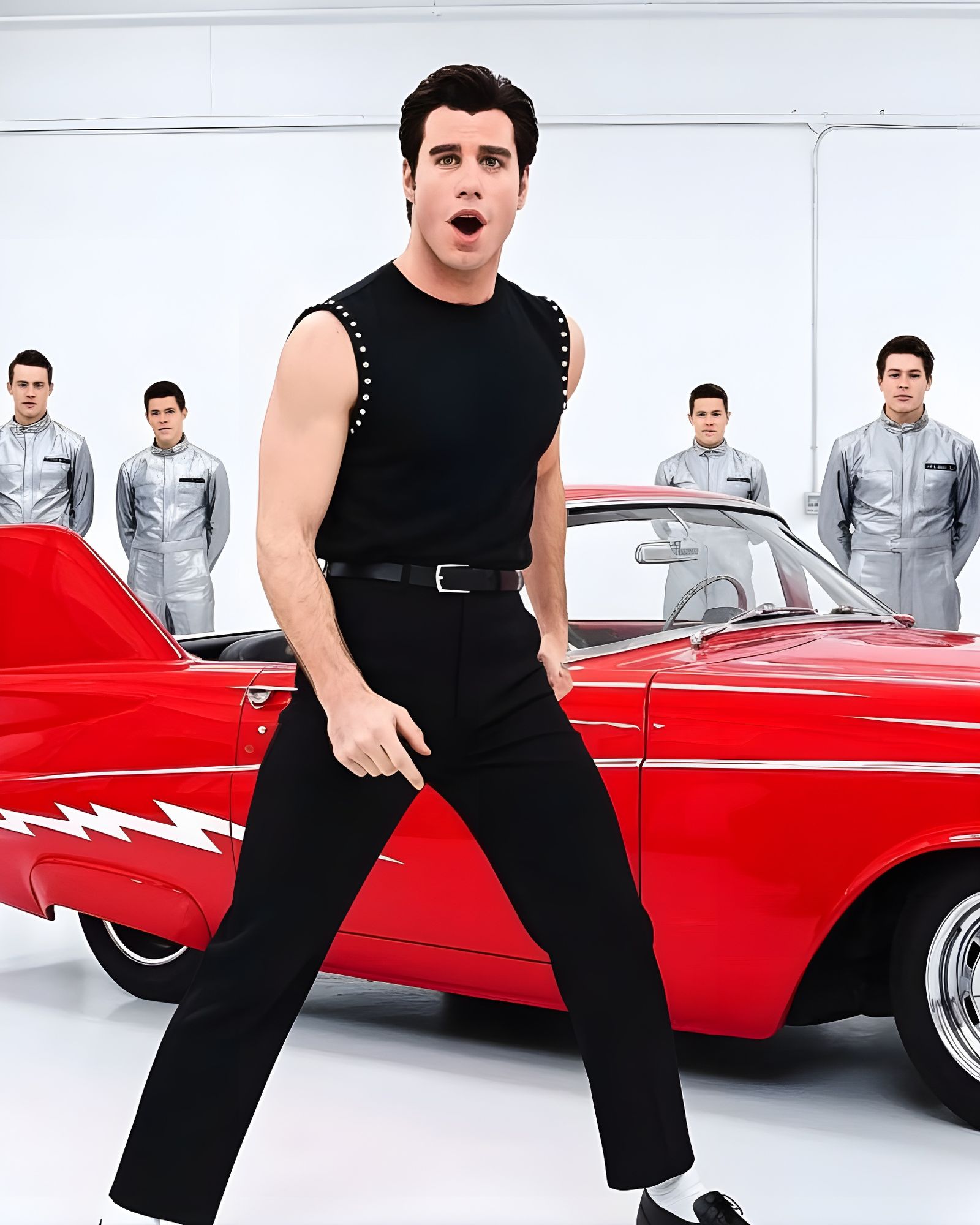 Danny Zuko Greased Lightnin' Hotrod in Alcohol Ink Style