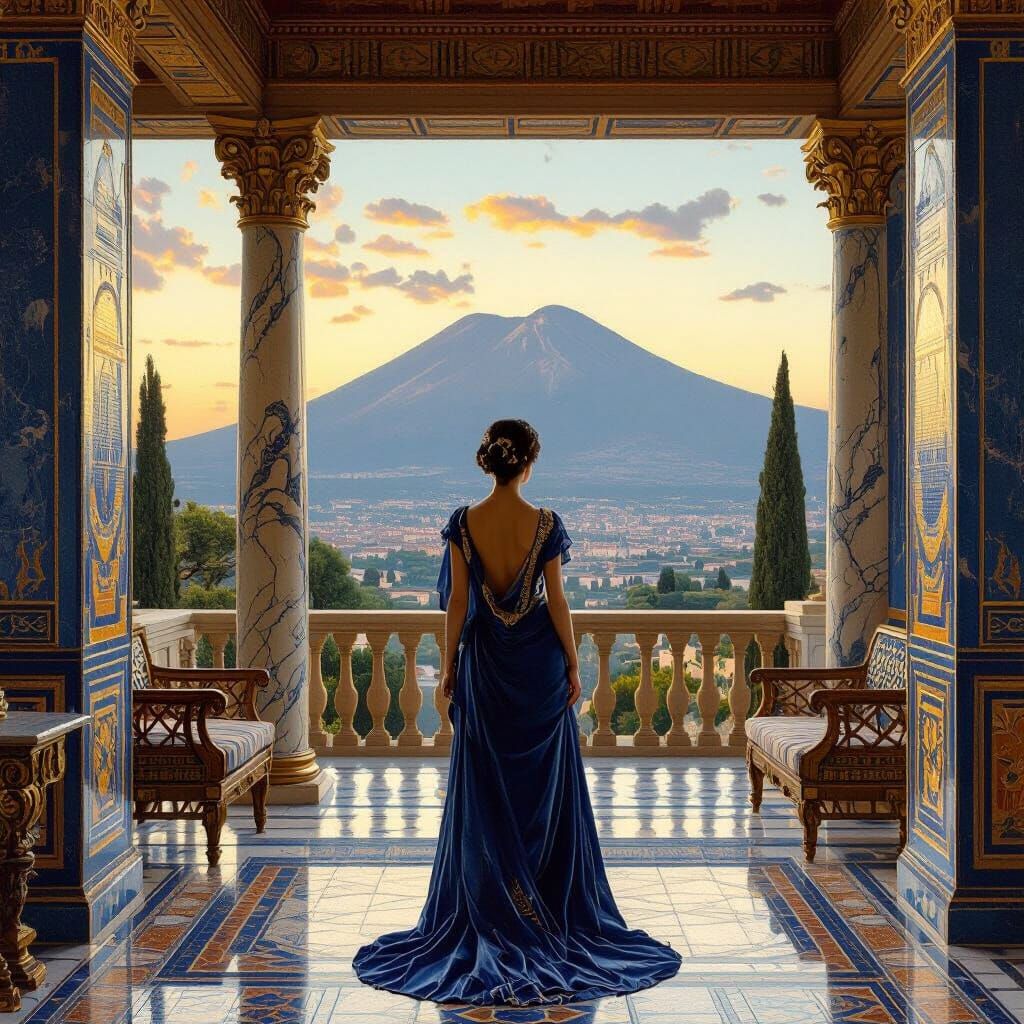 Luxurious Woman in Roman Villa, Classical Style