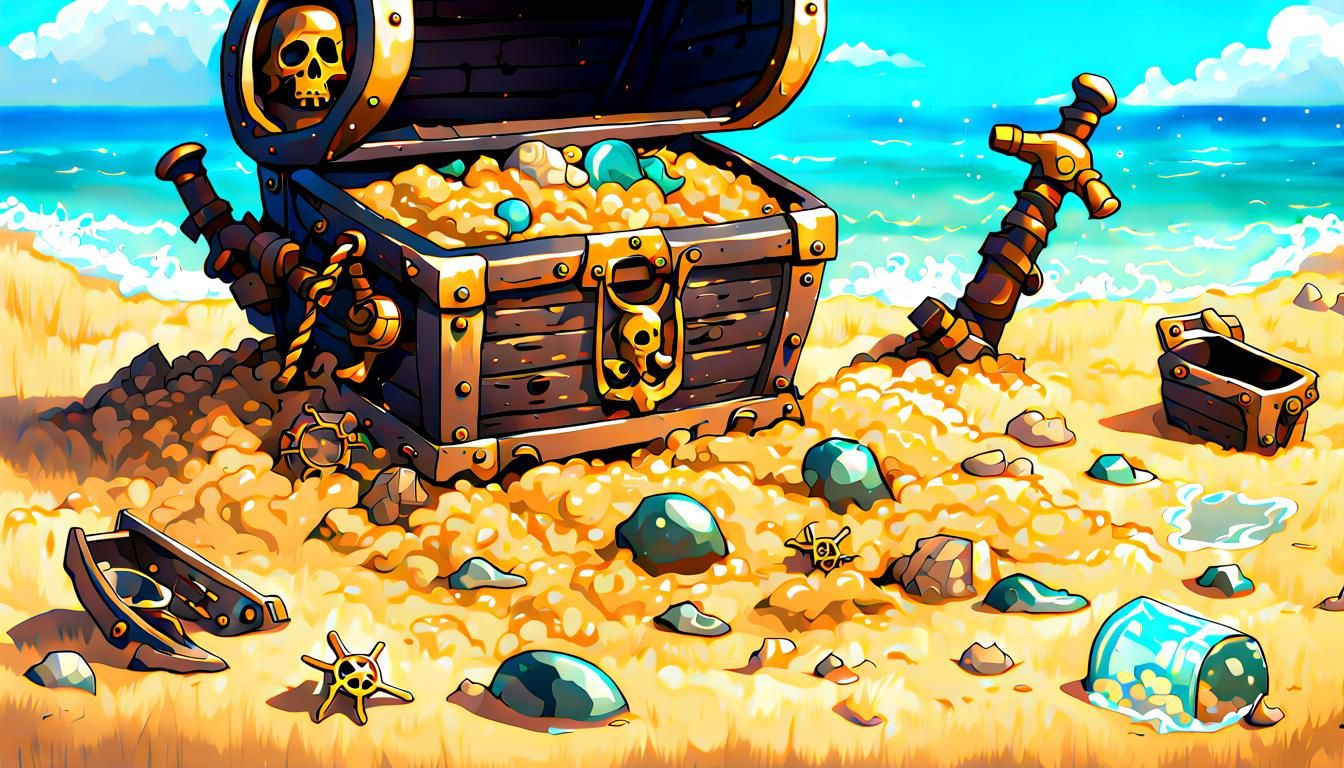 Chibi Pirates Pillage Sci-Fi Treasure on Beach