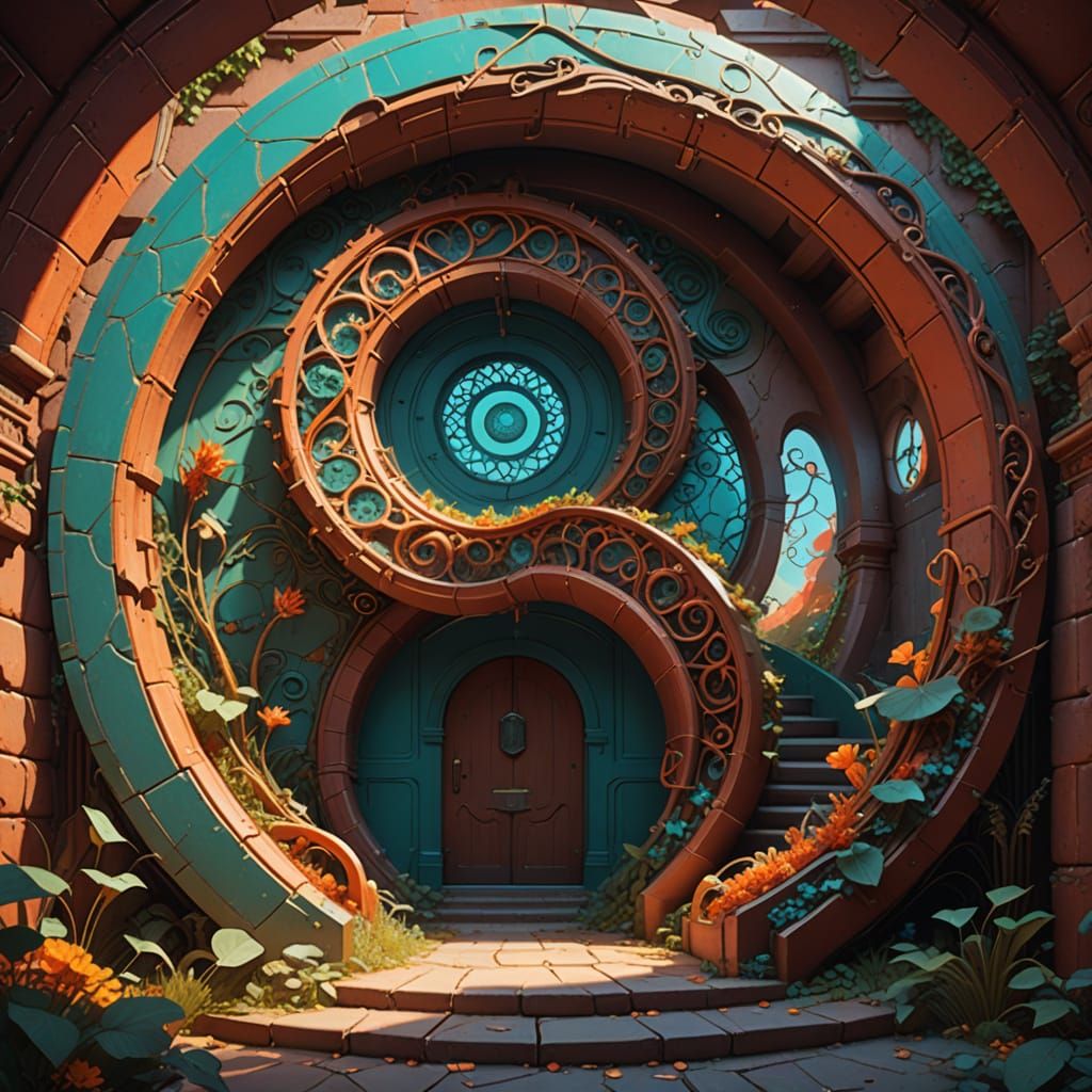 Serpent Staircase Chamber: An Art Nouveau Concept