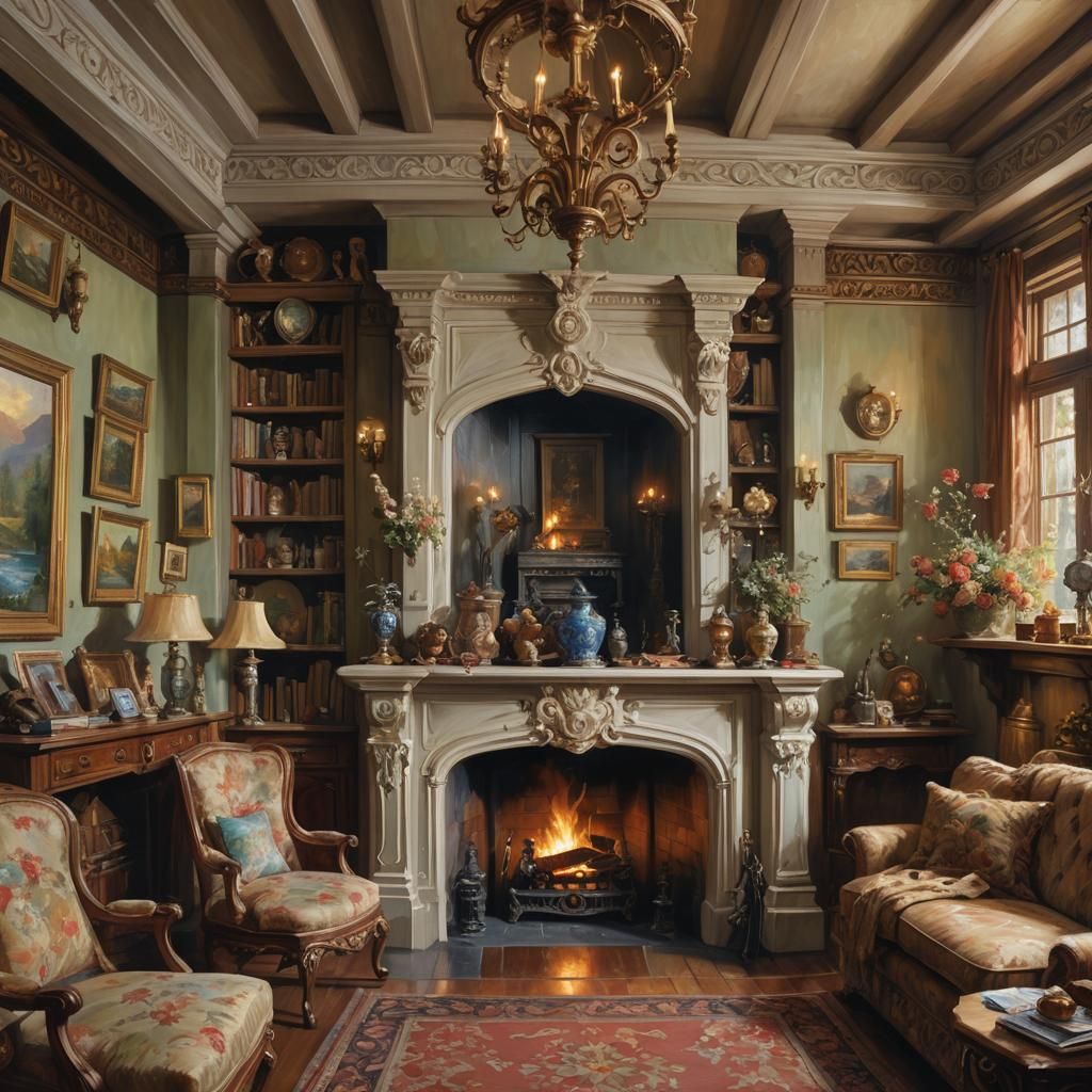 Whimsical Winter Wonderland in Vibrant Oil Painting Style