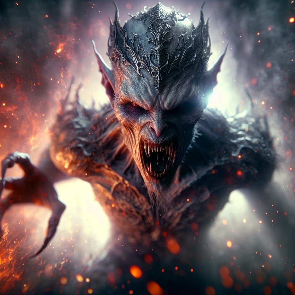 Sinister Vampire Lunge in a Misty Setting