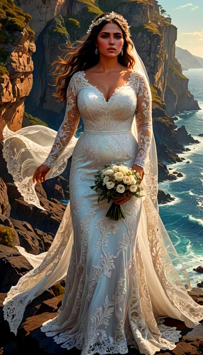 Sicilian Woman at Cliff's Edge: Hyperrealistic Graffiti Art