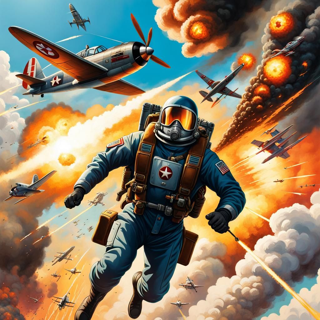 Jetpack Hero in Sci-Fi War Battle