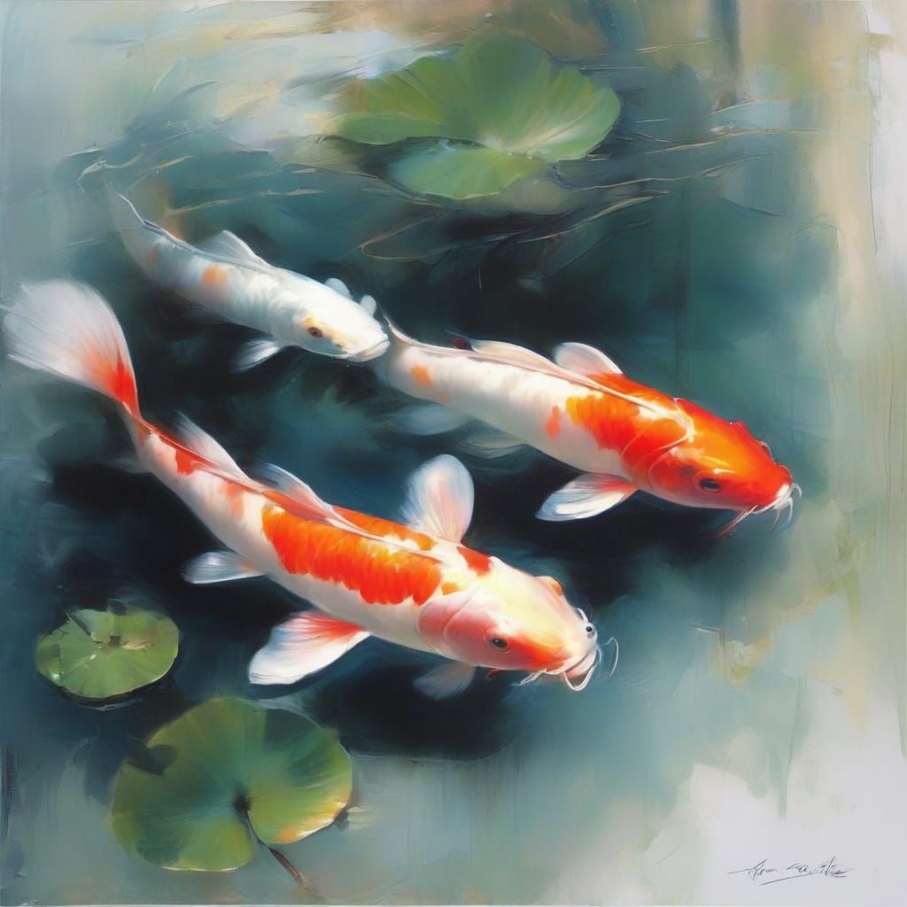 Vibrant Koi in a Serene Sunrise Pond