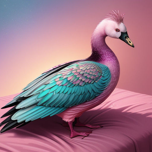 Whimsical Pink Goose Reigns Supreme in Vibrant Digital Art