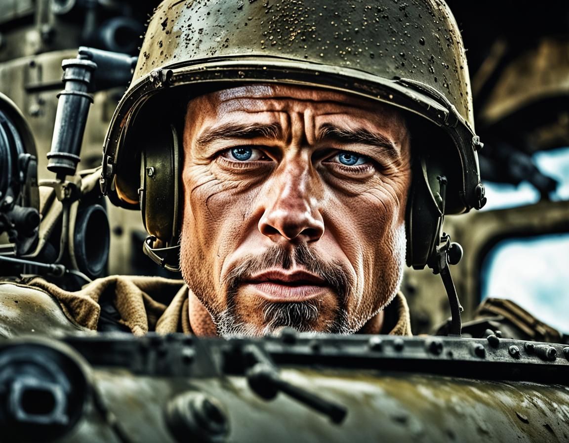 Hyperrealistic Portrait of Brad Pitt as Soldier