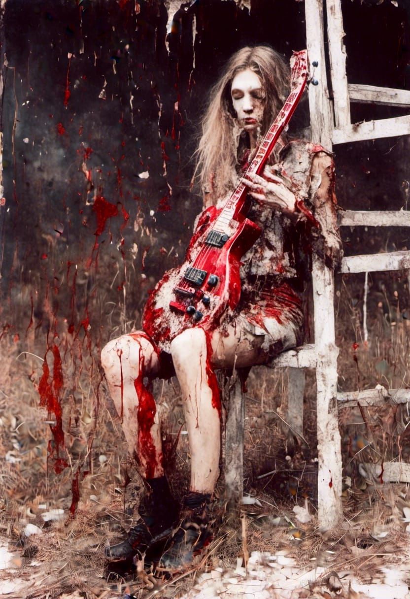 Surreal Melting Guitar in Macabre Style