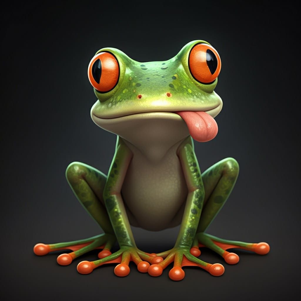 Cute Frog in Pixar CGI Style