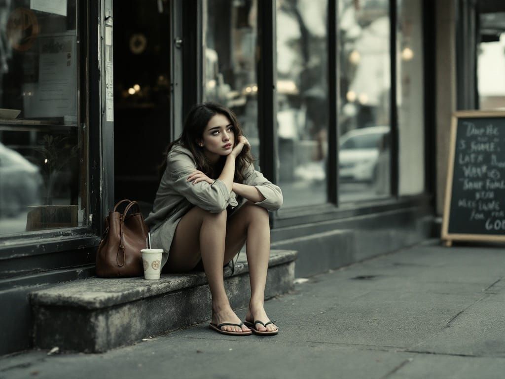 Solitary Figure in Urban Contemplation