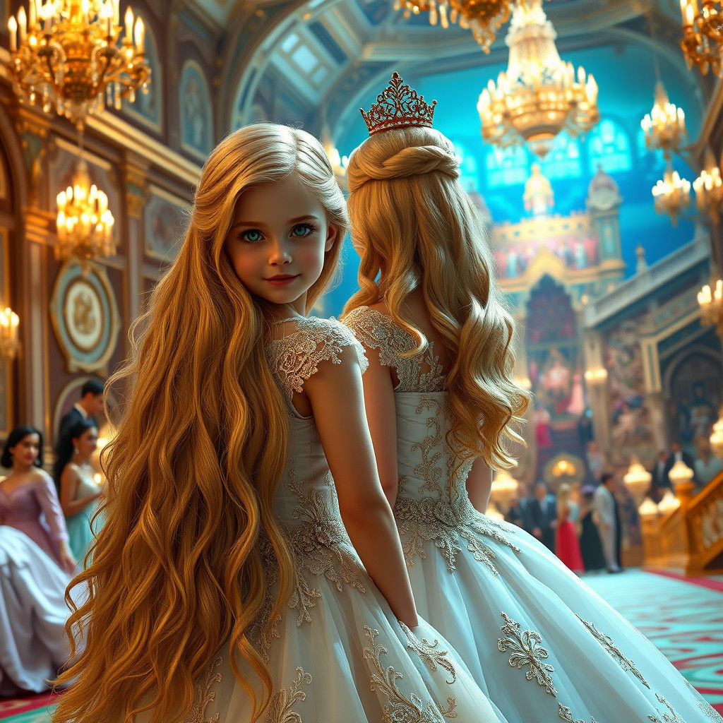 Regal Girl and Mother at Princess Ball