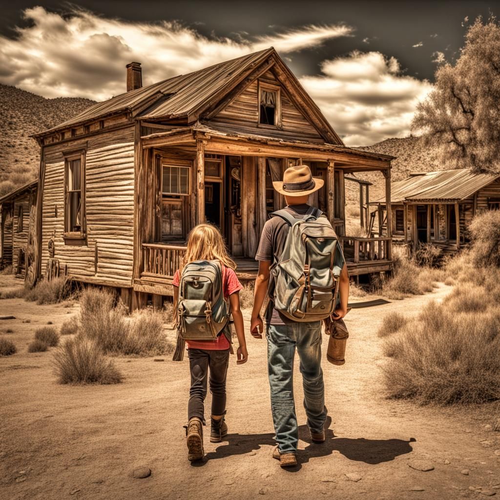 Backpackers Explore Hyperdetailed Ghost Town