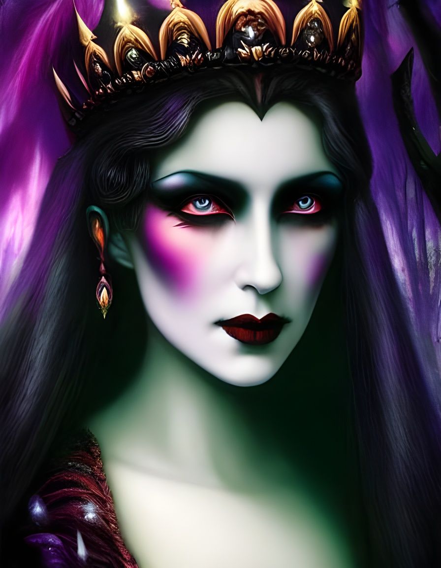 Gothic Vampire Queen Portrait in Dark Fantasy Style