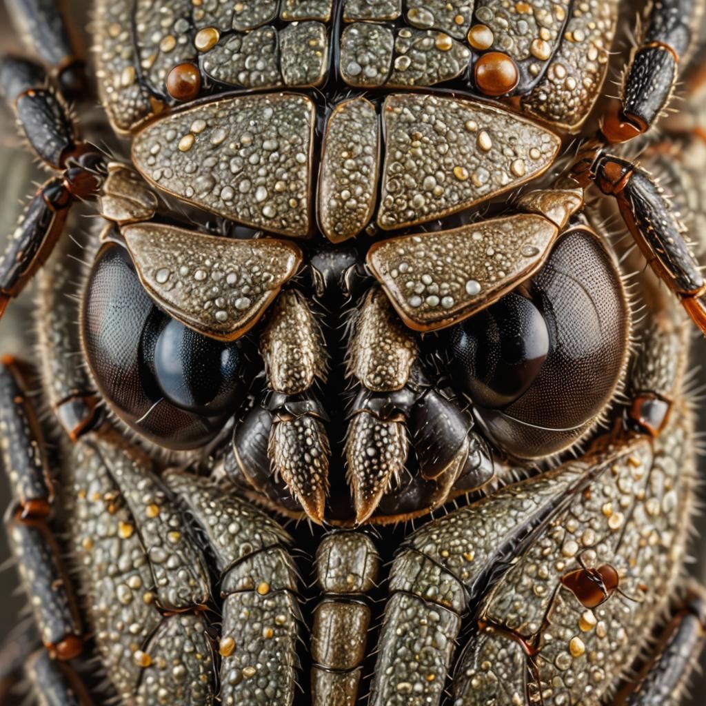 Detailed Insect Face Close-Up Photograph
