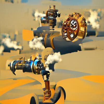 Steampunk Mechanical Assembly in Cubist Style