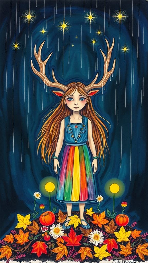 Pagan Goddess in Childlike Crayon Drawing