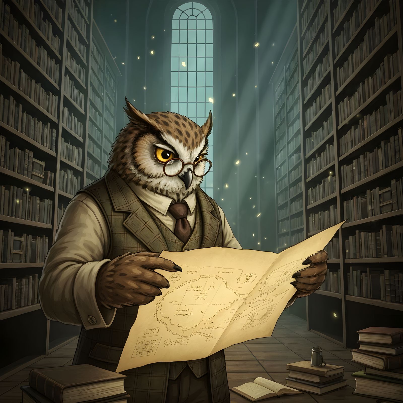 Hoohoo, Great Horned Owl librarian