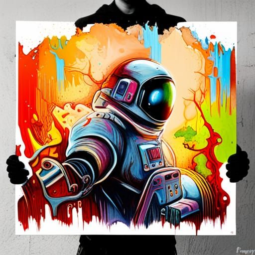 Colorful Space War Graffiti Art in Street Style