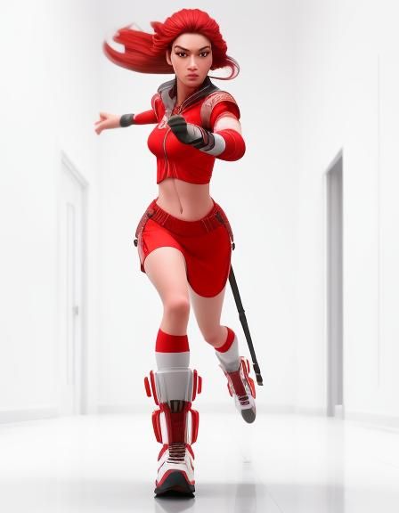 Girl Spy Running: Hyperrealistic Cinematic Action