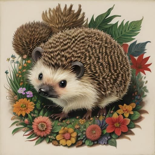 Hedgehog in Abstract Expressionist Baroque World