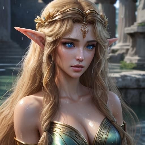 Beautiful Elf with Long Blonde Hair, Greek Goddess