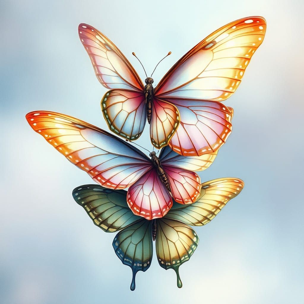 Delicate Butterfly Tower in Whimsical Watercolor Style