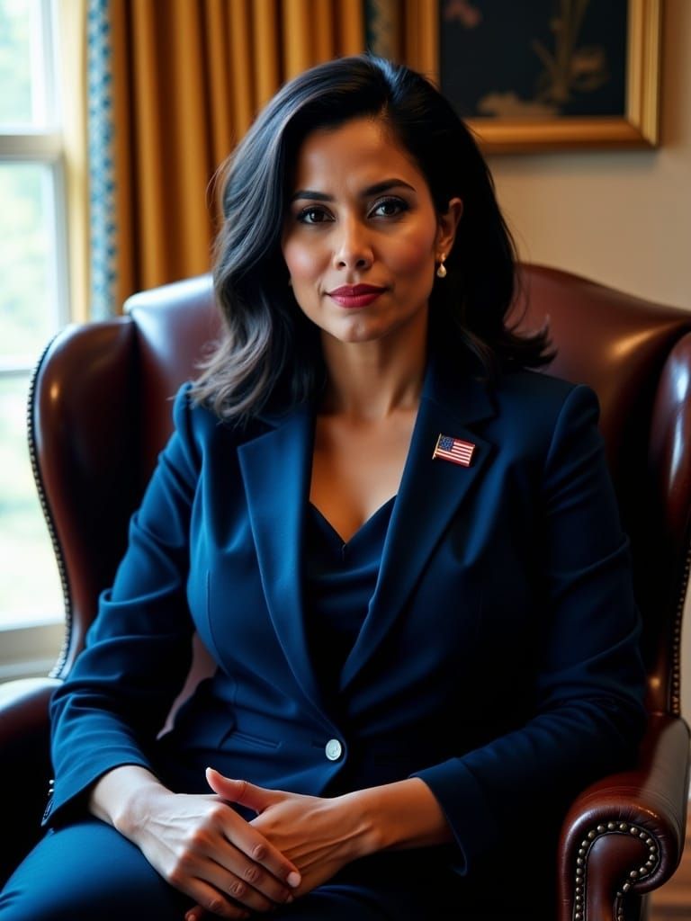 Hyperreal Portrait of President Kamala in Oval Office